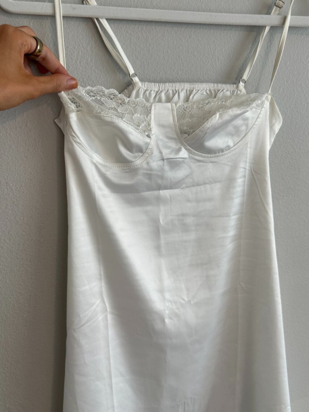 White Satin Lace Mini Dress